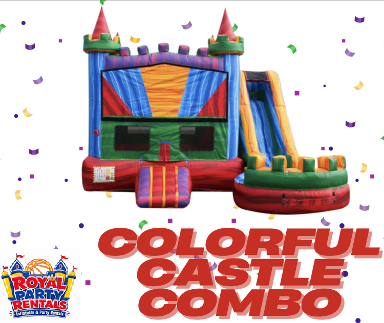 Colorful Castle Bounce House W/Slide Combo